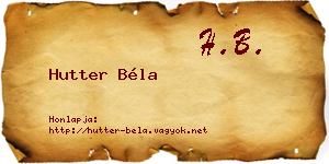 Hutter Béla névjegykártya